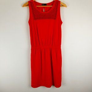 Gap Elastic Waisted Embroidered Salmon Dress